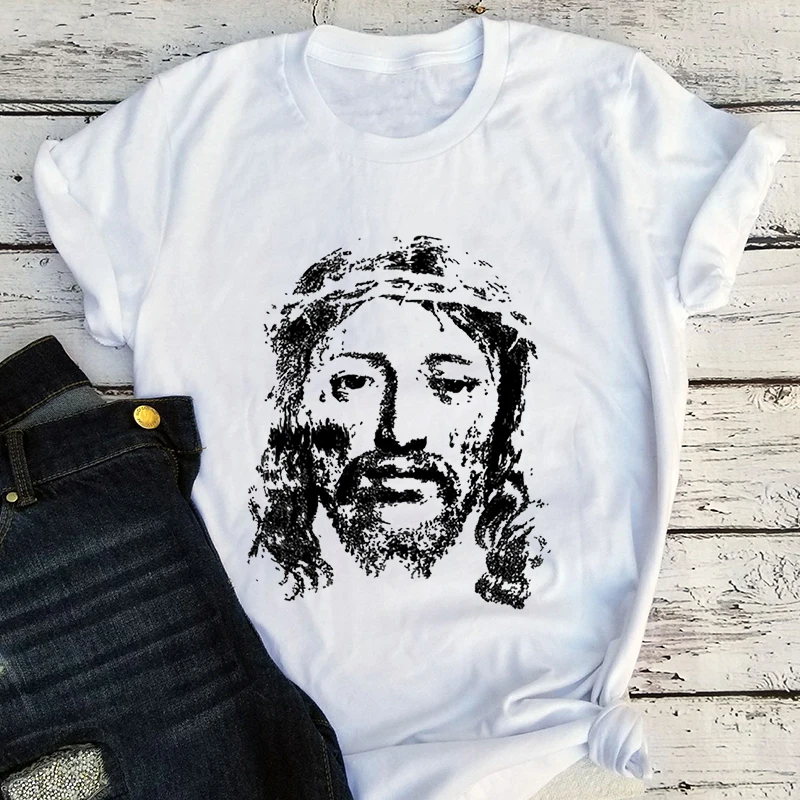 Christ Jesus Shirts Jesus Art Vintage Clothes Jesus Face Shirt Portrait of Jesus Christian Art Women Clothing Jesus Gift