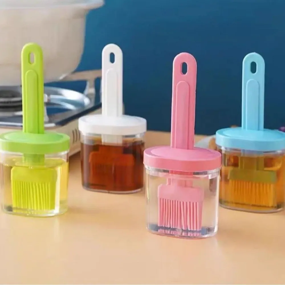 New Multipurpose Silicone Oil Brush With Bottle High Temperature Resistant Baking Brush Durable Integrated Oil Pot Brush Baking