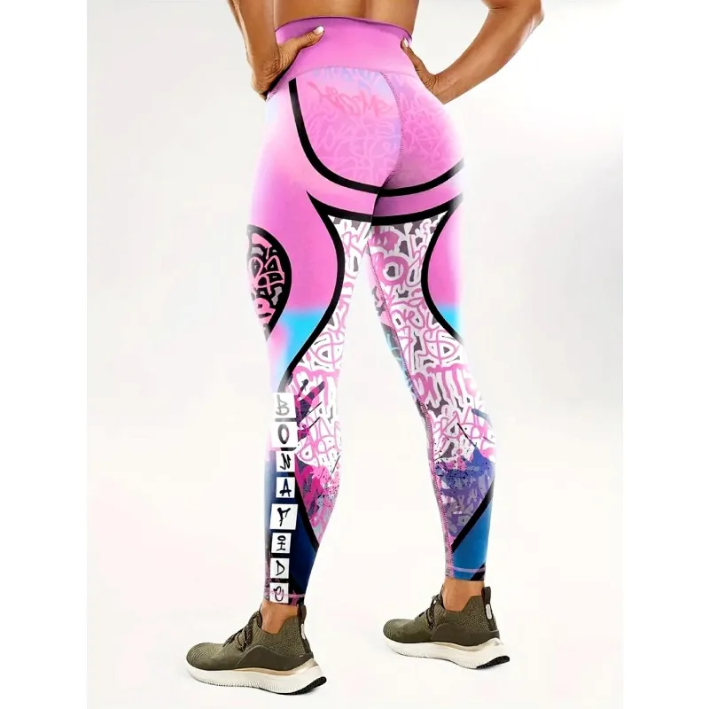 Printed Gym Pants Tight Fitting High Waisted Hip Lifting Leggings High Elasticityslim Fit Sports Fitness Pants Workout Clothes