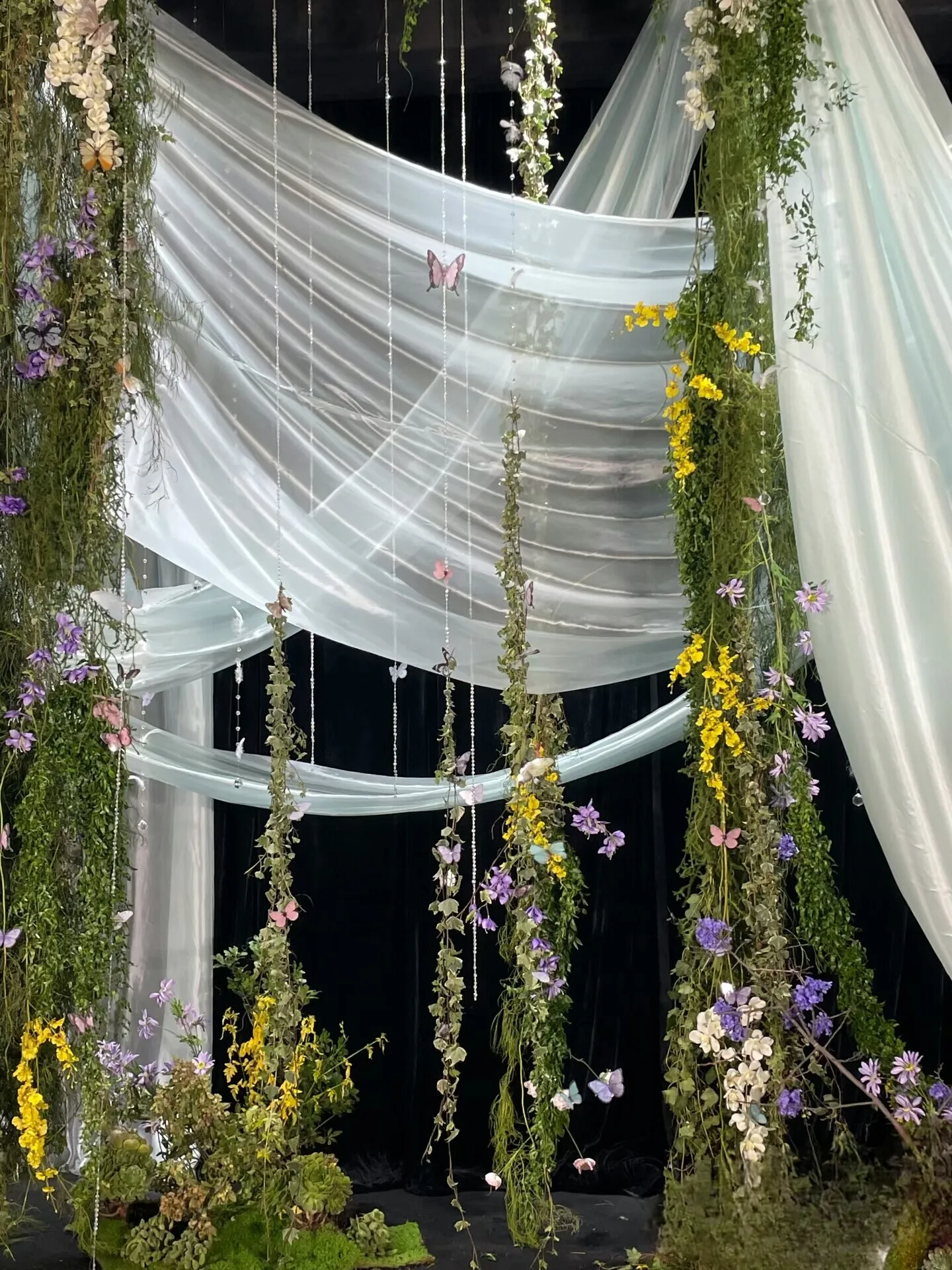 Pearlescent Yarn Translucent Soft Fabric Draping for Wedding Background Sheer Curtain Stage Layout Banquet Mesh Curtains Fabric