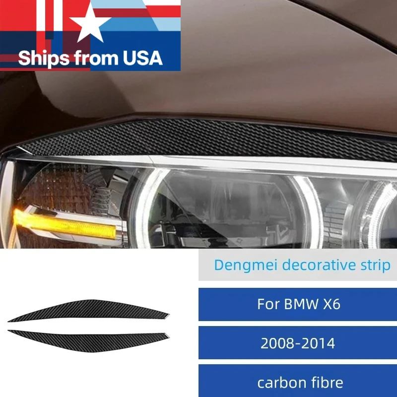 

For BMW X6 E71 2008-2014 2pcs Ultra-light Headlight Eyelid Cover Carbon Fiber Car Headlight Eyelid Eyebrow Cover