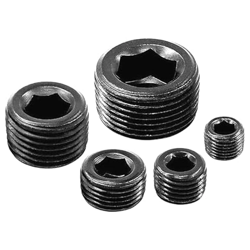 Carbon Steel Pipe Plug Replacement Parts Combination Kit, NPT Male Hexagonal Thread Sleeve Plug For Sealing Pipe Ports A