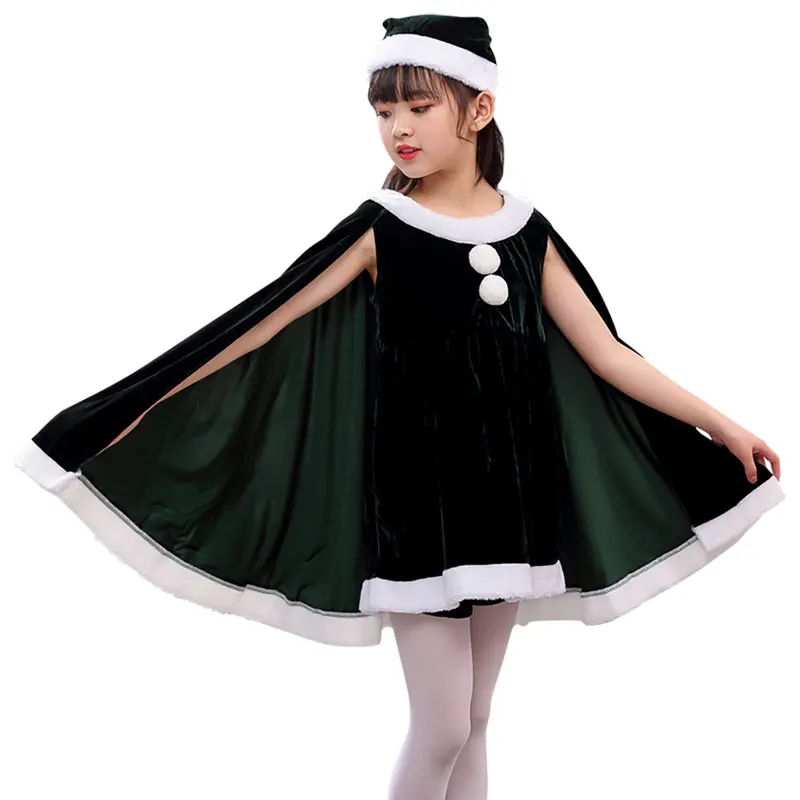 Weihnachts-Prinzessinnenkleid für Mädchen, rotes Samtkleid für Kinder, Weihnachts-Performance-Kleid, Party, süßes Kleid