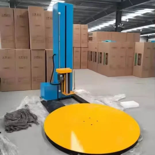 Pallet Stretch Wrapper Machine Fully Automatic Turntable Pre-Stretch Film Wrapping Equipment PLC Control for Warehouse