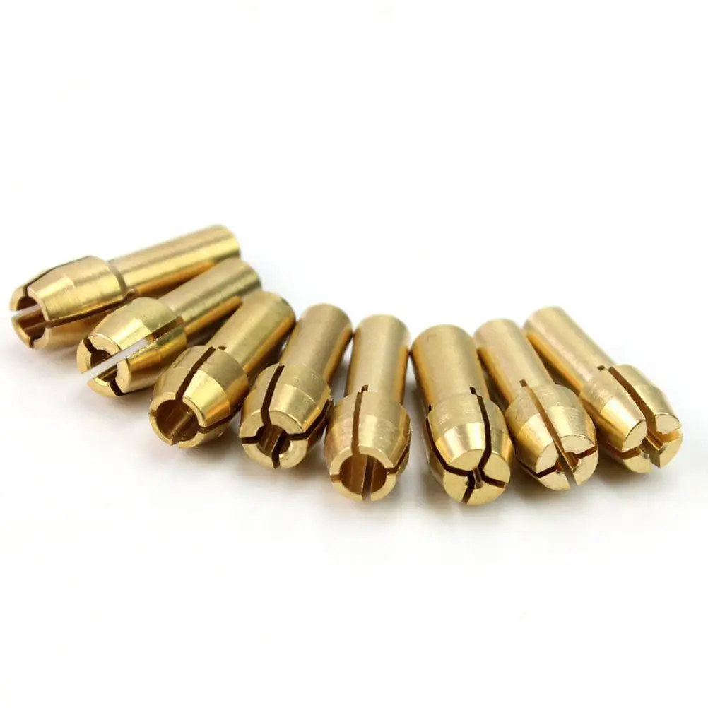 

8Pcs Brass Collets Set Rotary Tool Collet Sizes 1Mm 1.6mm 2.3mm 3.2mm High Quality Golden Compatible Rotary Tool Pin Vise