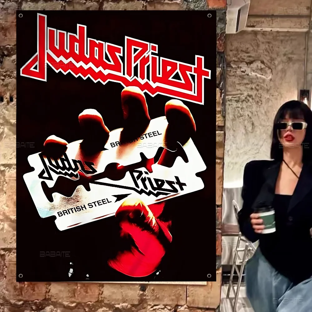 

Rock Band Judas Priest Invincible Shield High End Quality Banner Printing Artistic Atmosphere Style Camping Flag