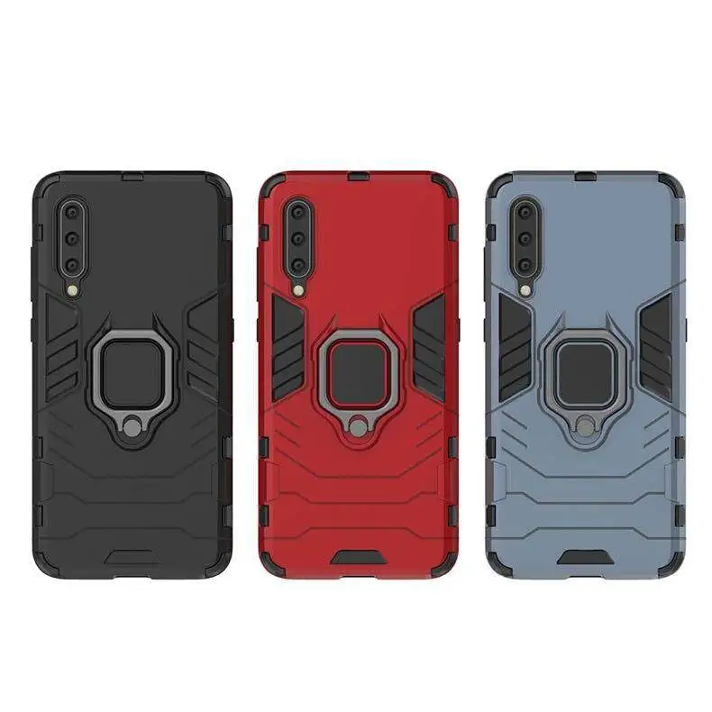 For Xiaomi Mi 9 Phone Case, Silicone TPU and Hard PC Luxury Armor Shockproof Metal Ring Holder Cover Casing