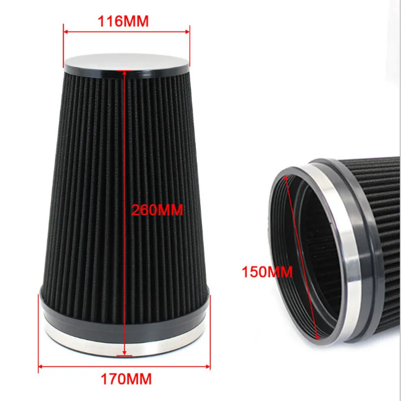 Black 150mm Inlet Truck Air Intake Cone Replacement Quality Dry Air Filter