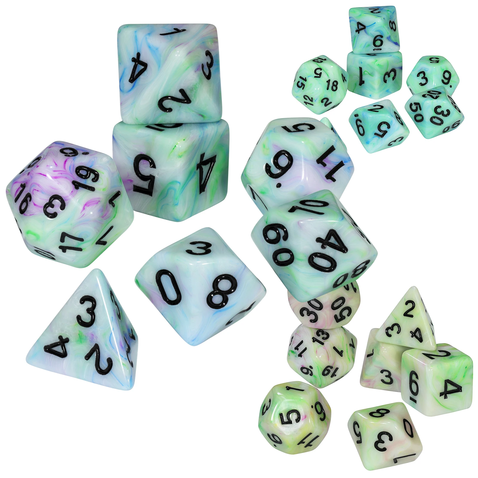 

7Pcs Iridescent Mixed-Color Board Game Dice Set - Acrylic Dice (D4-D20), Ideal for Tabletop RPGs, Friend Gatherings & Family Fun