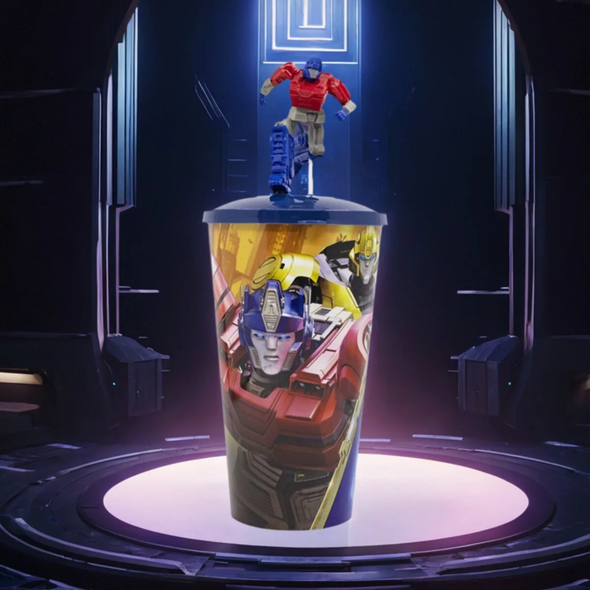 Original Transformers One ภาพยนตร์ Optimus Bumblebee Prima Topper ถ้วยตัวเลขออกแบบถ้วยน้ําเย็น Exclusive Cinema Collectible