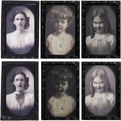 2023 Halloween 3D Changing Face Ghost Picture Frame Decoration Horror Haunted House Party Decor Craft Supplies Halloween Props