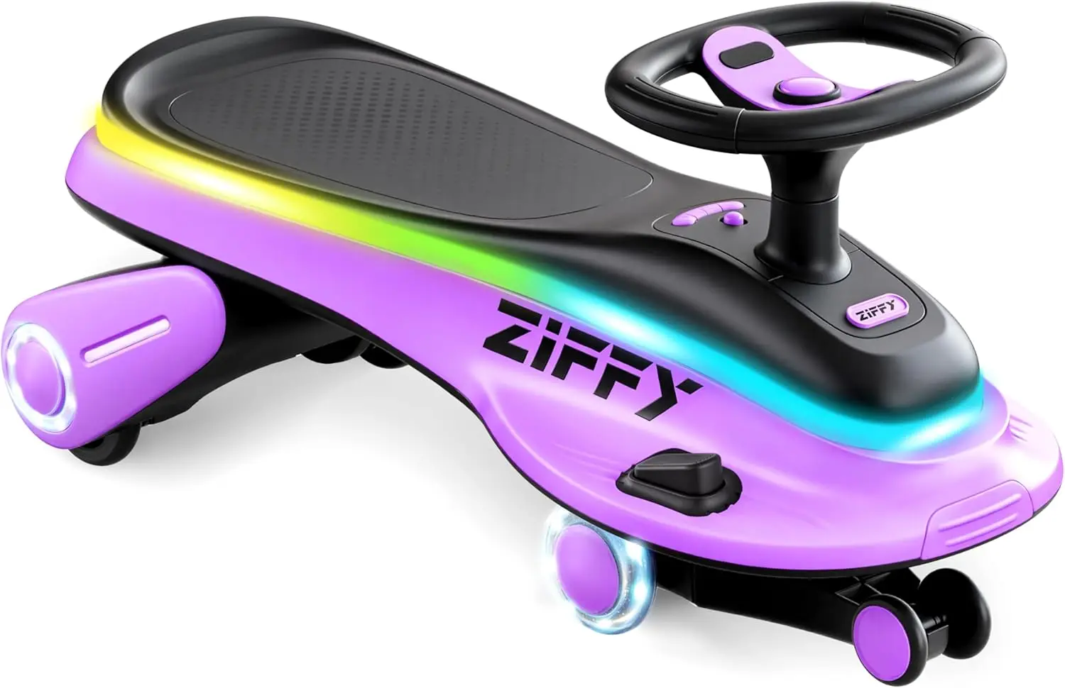 JOYFY 6V 5.5A Electric Wiggle Car with Pedal Light-Up Rechargeable Battery 2-in-1 Swing Car 2 Speed Ride-On for Kids Ages 3+