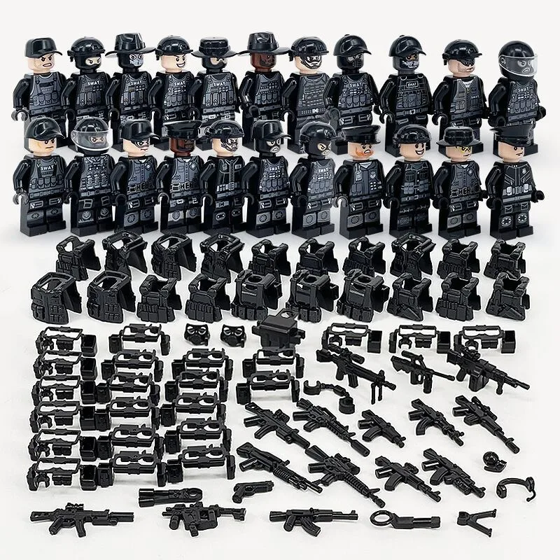 

Cross-border MOC military police building block set small particles assembled figurine toy bag