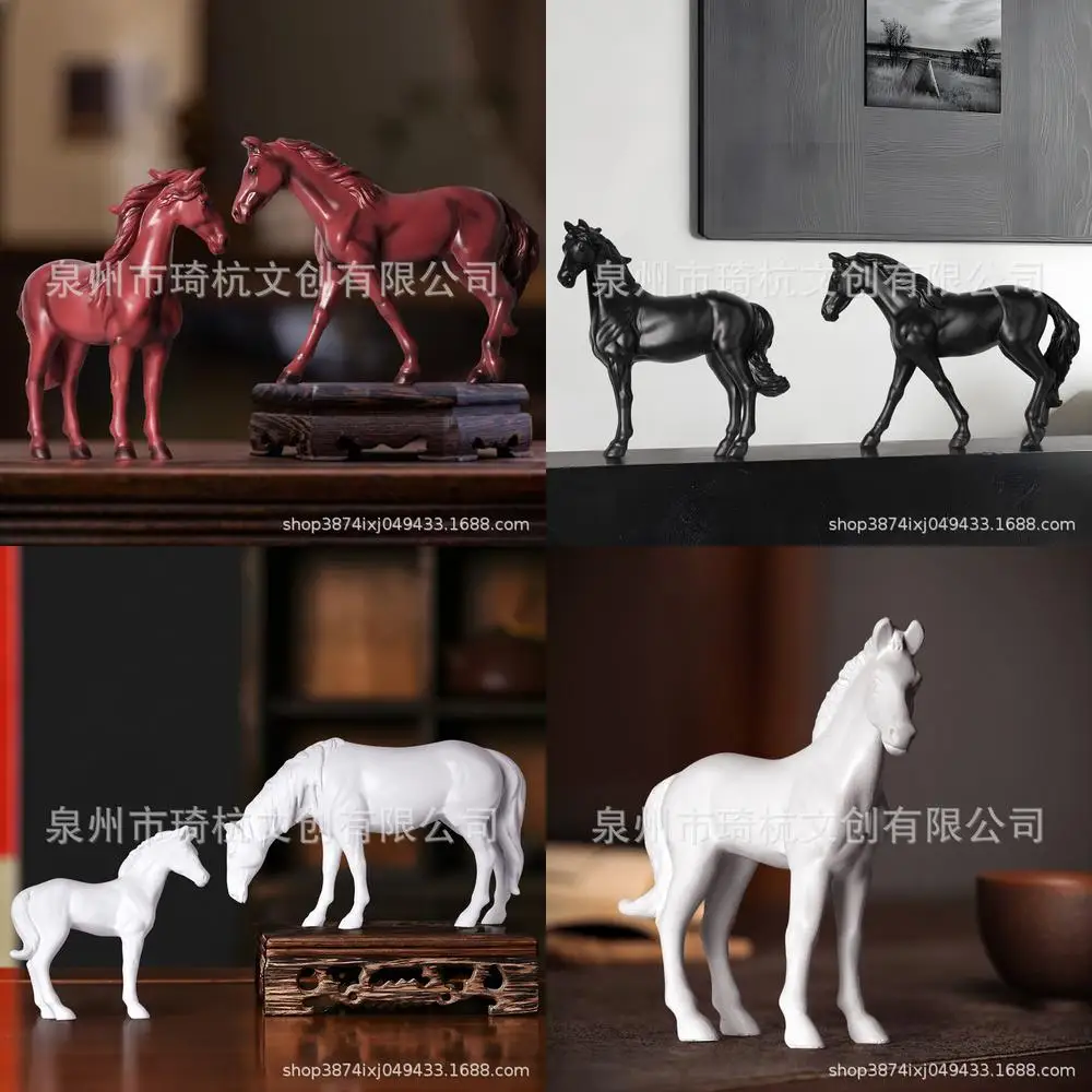 

Realistic Simulation Horse Sculpture Minimalist Desktop Decor Resin Art Decoration for Entryway Study Living Room New Cross