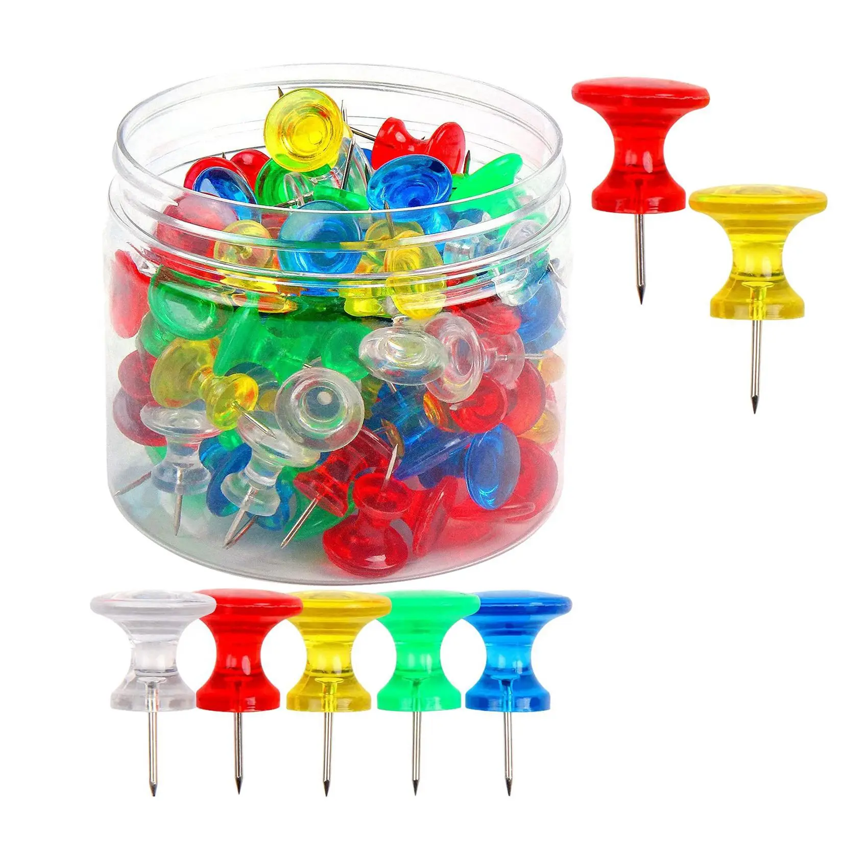 Push PinsGiant Push Pins 100-Pack Large Thumbtacks Used for Cork Board Bulletin Board with Plastic Case