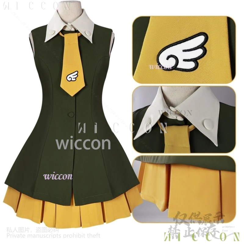 Аниме Cos Carcaptor Sakura Косплей Гонконг Аниме Костюм Зеленое Платье Лолита Лолита Лоскутная Мини Юбка Без Рукавов Парики Для Сакуры