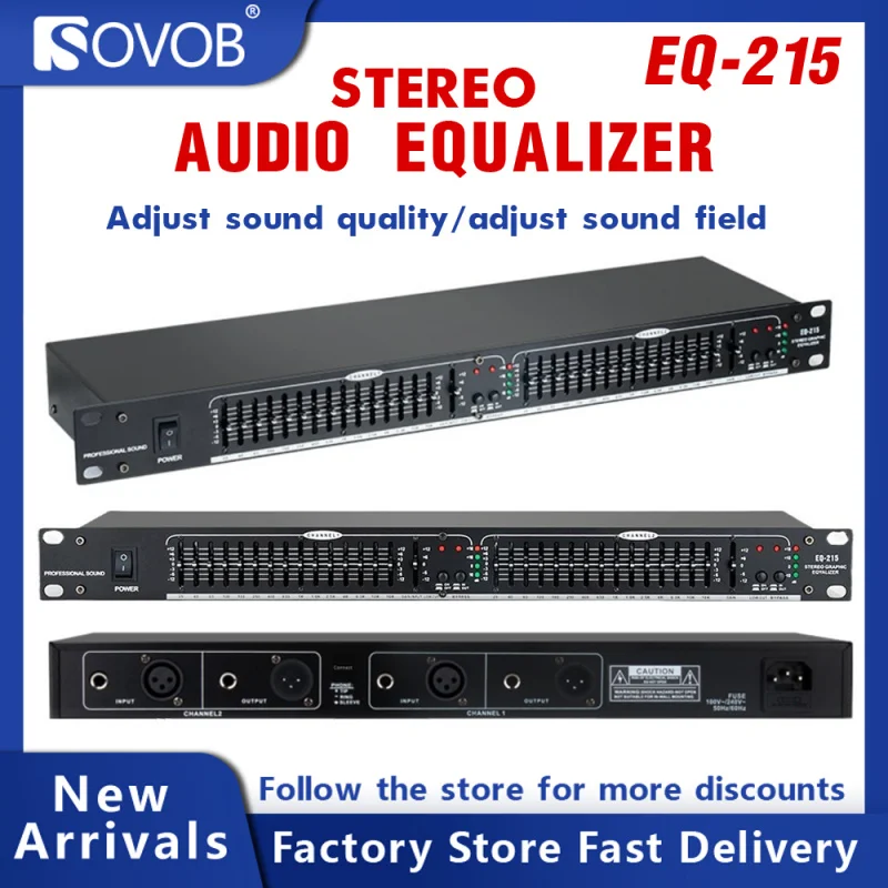 EQ-215 Equalizer  Processor Audio Low Noise Adjustment Stereo  Reduction Studio Professional Stage  loudspeaker effector