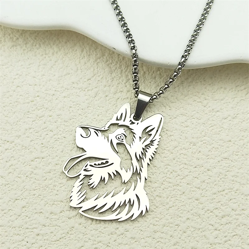 Precioso collar con colgante de perro pastor alemán para mujeres y hombres, cadena Punk de acero inoxidable de Color plateado para cachorros, regalos de joyería