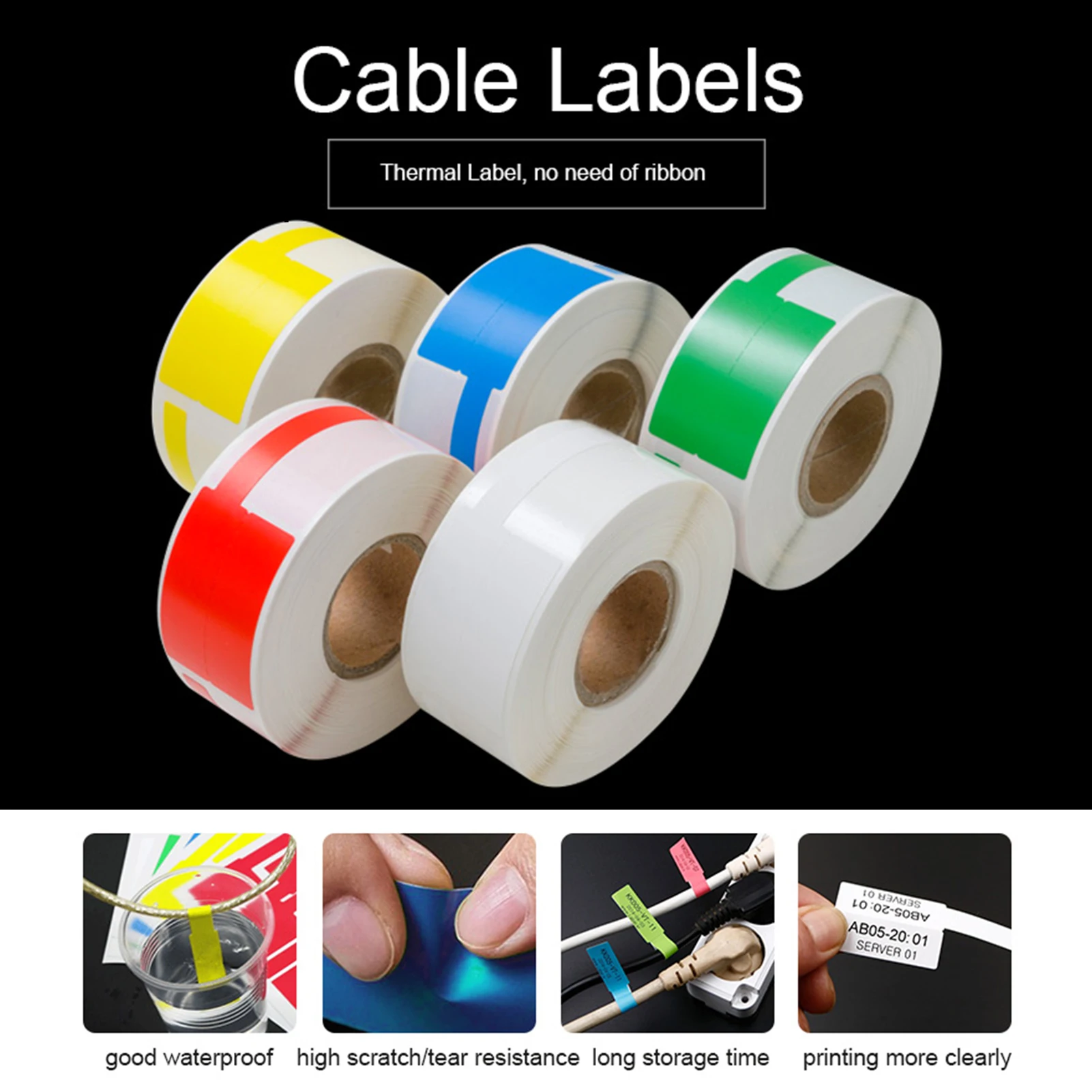 Thermal Printing Sticker Paper Waterproof Label Tape for DP23 Series Thermal Printer Label Maker Machine, 1 Roll 25x38mm+40m
