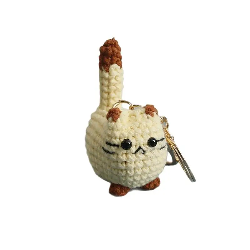 2026 Häkel-Kätzchen-Serie Schlüsselanhänger Niedlicher Handgewebter Dicker Katzen-Anhänger Gestrickter Tier-Schlüsselring Rucksack-Deko-Accessoires Geschenke – Detail 6