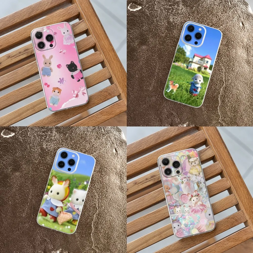 

Sylvanian pink girl Phone Case For IPhone 16,15,14,13,11,12 Pro Max Mini X XR XS 7,8 Plus SE Clear Shockproof Soft Cover