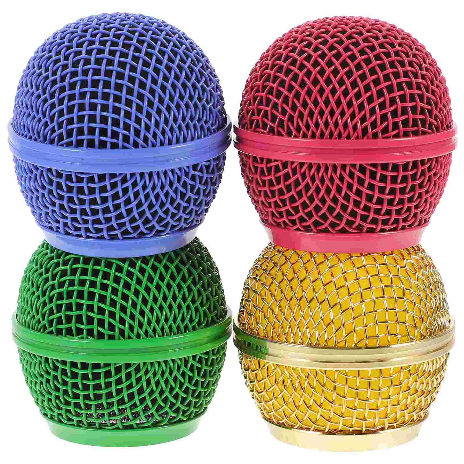 4 Pcs Colored Microphone Accessories Grill Wireless Microphones Metal Grille Head Replacement Mesh Portable