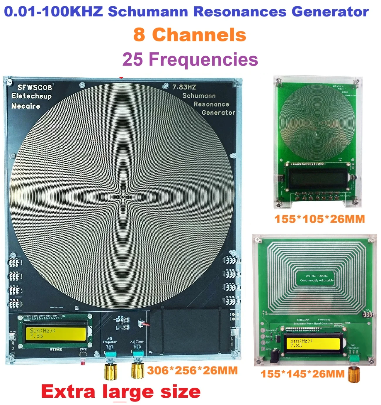 

8CH High Power 7.83Hz Schumann Wave Generator 0.01Hz~100000Hz Pure Sine FM Signal Audio Resonator Sine Pulse Wave Generator