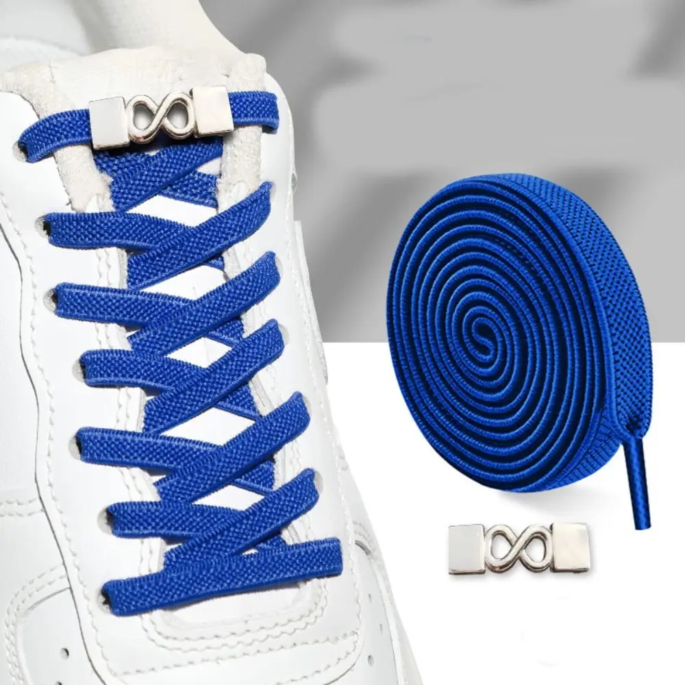 1pair NEW Tie-Free No Tie Shoelace Metal Lock Adjustable Elastic Shoelaces Quick Fit Lazy Shoes Lace Daily