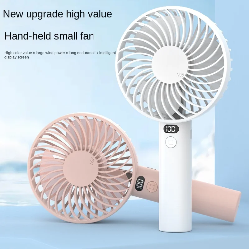 

2024 New USB Handheld Mini Fan Portable Neck Hanging Fans 3 Speed 1200mAh USB Rechargeable Fan Student with LED Display Screen