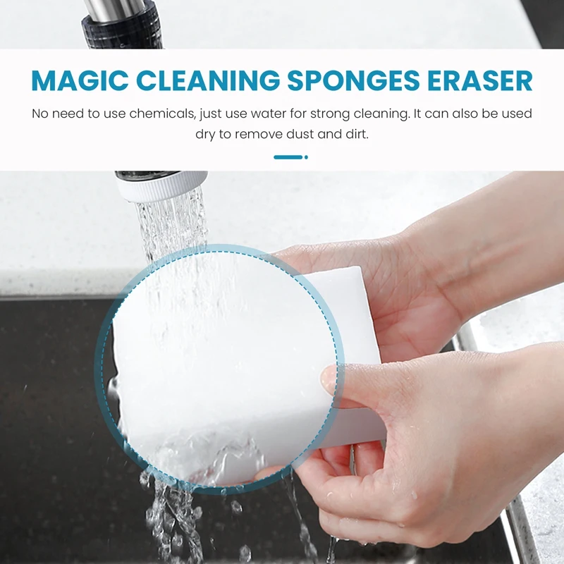 Magic Cleaning Sponges Eraser, Household Sponge Eraser Cleaner Foam Cleaning for Kitchen, Furniture, Car, Leathe (50 Pack)-AD33