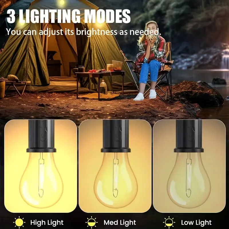1-4Pcs Outdoor Portable Lantern Night Lights Solar Camping Lamp Bulbs USB&Solar Charge Hanging Lamp Emergency Light Hook Up