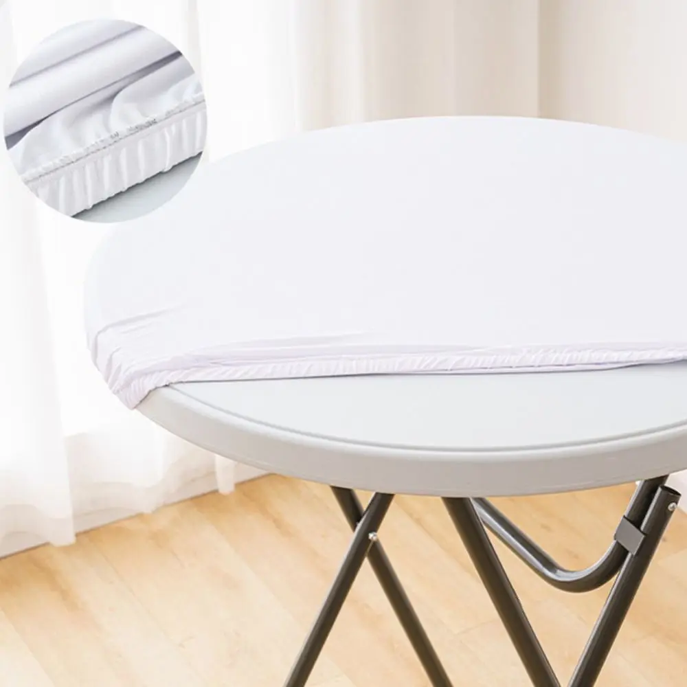 Easy To Clean Milk Silk Elastic Table Cover Waterproof Solid Color Dining Tablecloth Round Table Mat Outdoor