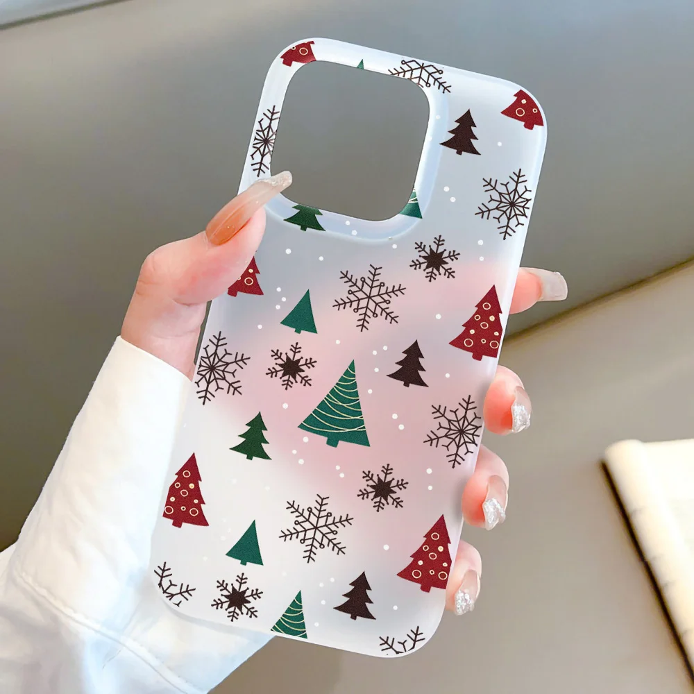 سيليكون ندفة الثلج شجرة عيد الميلاد متجمد جراب هاتف آيفون 17 16 15 برو ماكس 14 13 برو الهواء 12 11 للصدمات لينة غطاء فوندا