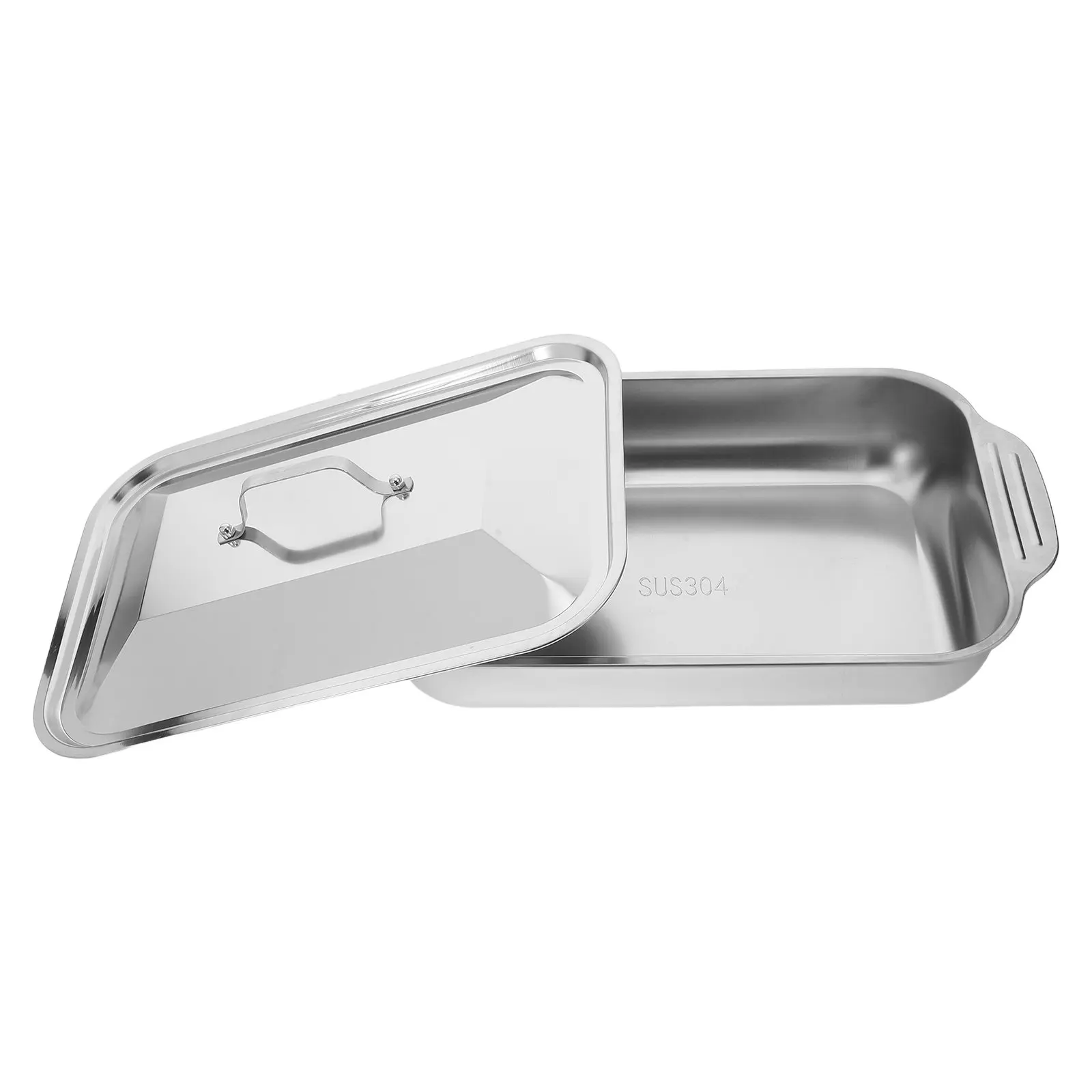 

1Set Stainless Steel Fish Roasting Pan Large Rectangular Deep Baking Roasting Tray Grilling Oven Pan Multipurpose Use