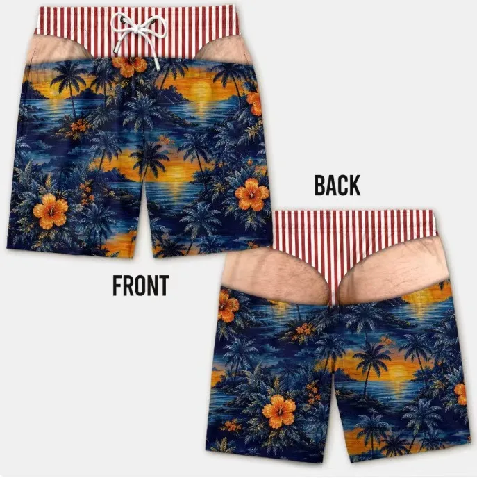 Lustige Badehosen für Herren mit 3D-Print, Fake-Skin-Boardshorts, Sommermode, viral, Strandshorts, Geschenk für Freund oder Ehemann – Detail 13