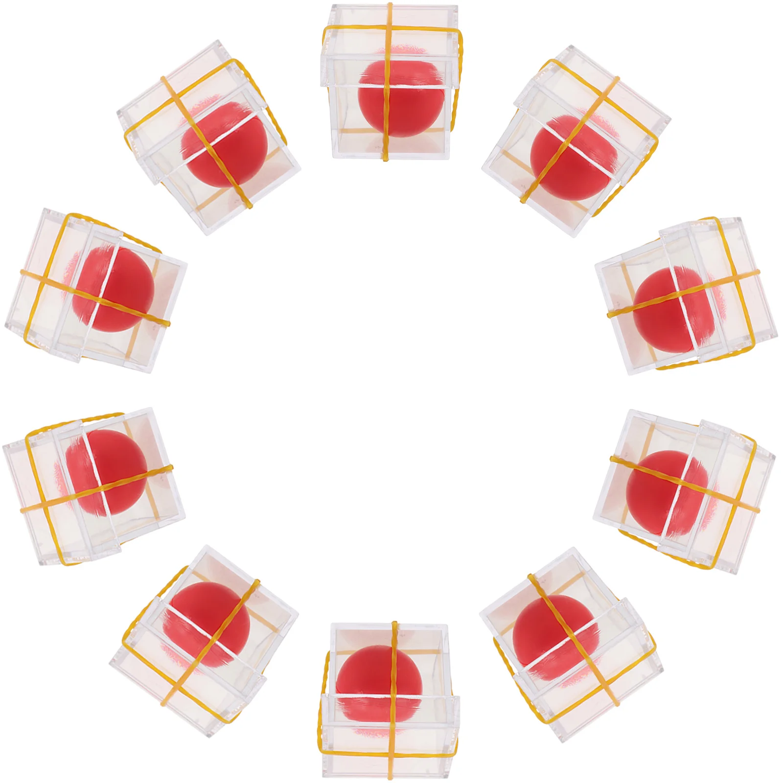 Juego de 10 juguetes: bola para penetrar, caja transparente, accesorio para trucos para escenario, actuación de fiesta, truco para principiantes, plástico pequeño portátil