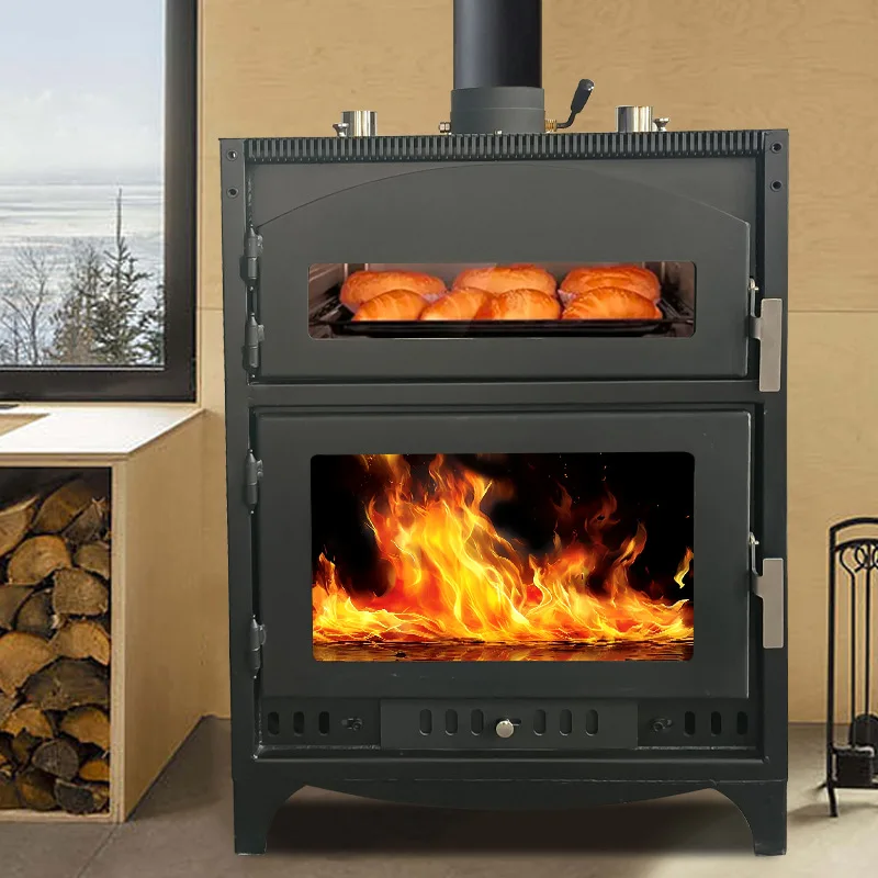 Stove with built-in heater and oven that can also be used to grill food