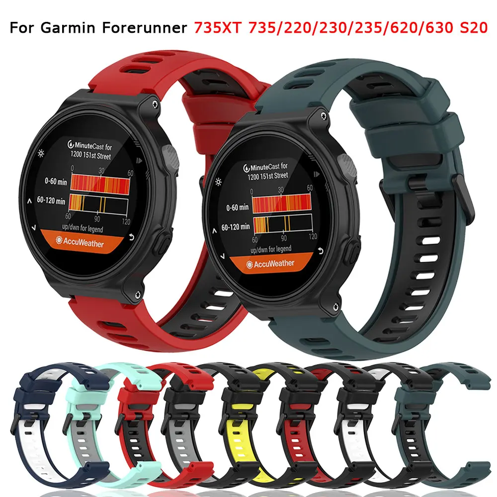 

Силиконовый ремешок для часов Garmin Forerunner 220 230 235 735XT 735 620 630 S20 S5 S6, сменный ремешок, браслет, браслет для часов