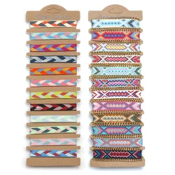 Bohemian 12pcs Multicolor Embroidery Thread Handmade Summer Surf Friendship Bracelet Women Girl Wholesale Chain Jewelry Present