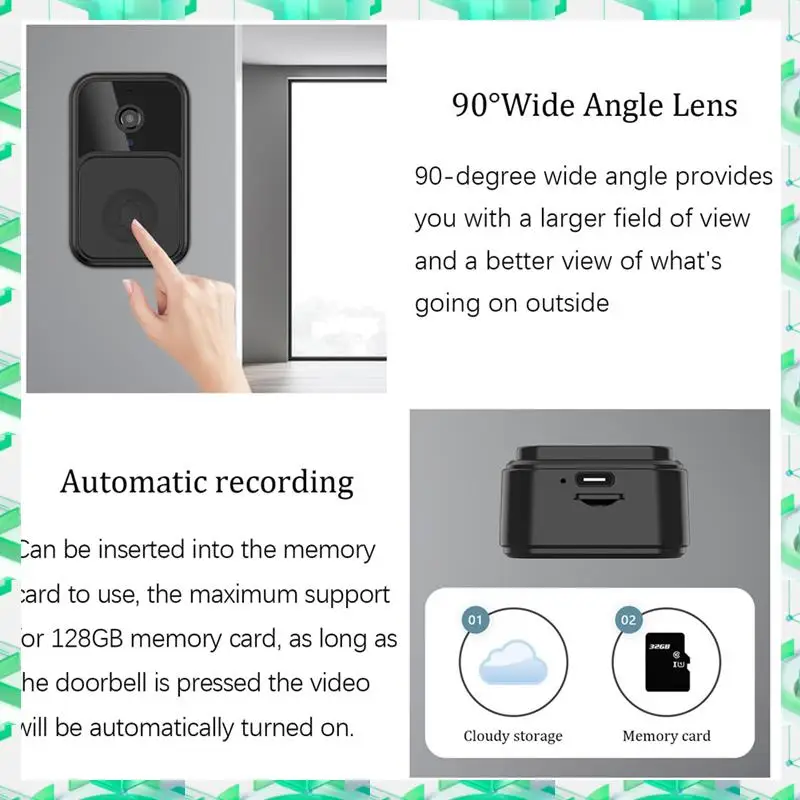 

3C Electron Smart Wireless Remote Video Doorbell, камера беспроводного домофона дверной звонок, HD ночного видения Wi-Fi Tuya Security Doorbell