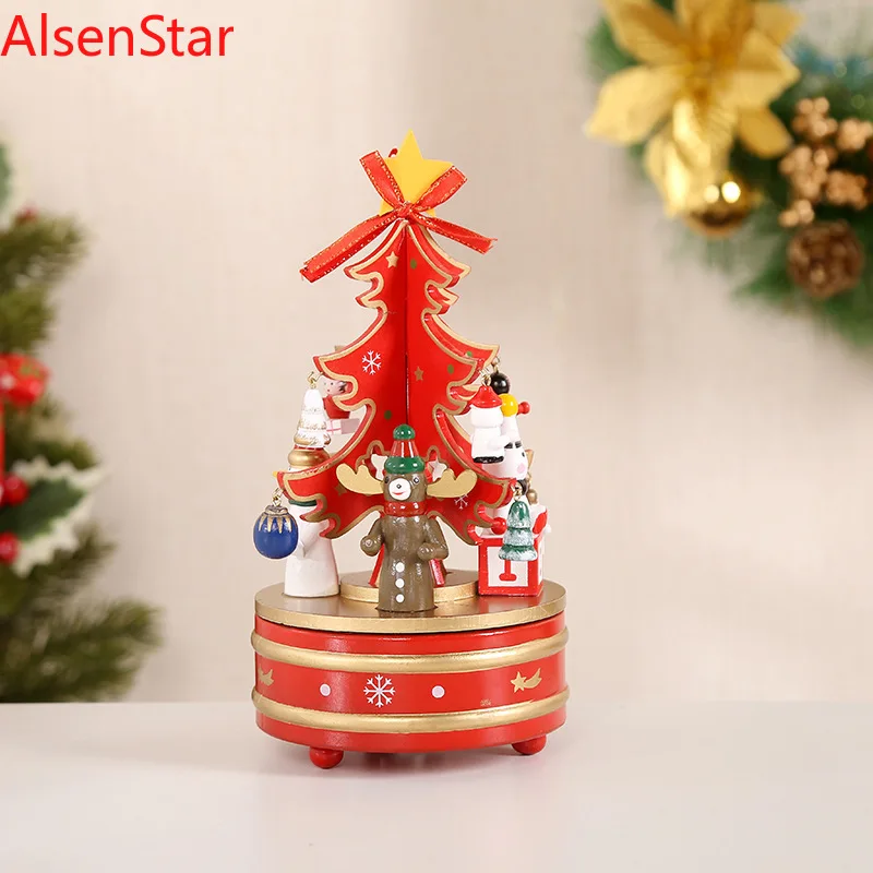 Creative DIY Christmas Tree Music Box Wooden Ornaments Craft Birthday Gift Christmas Day Desktop Home Decoration Wholesale