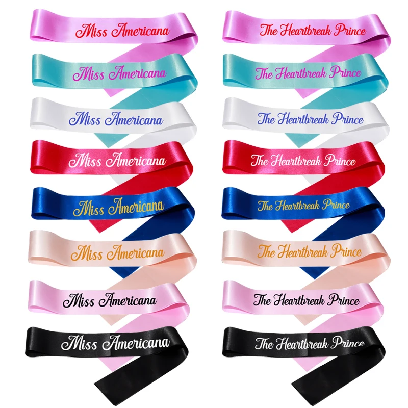 New Party Ribbon Miss Americana and The Heartbreak Prince Colorful Satin Belt Single Party Birthday Etiquette Belt