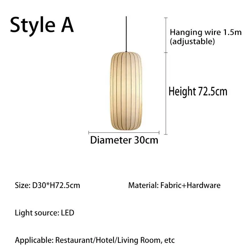 Moderne Wabi Sabi Zijden Hanglampen Japanse witte stoffen kroonluchter Woonkamer Eetkamer Slaapkamer keukeneiland Theekamerverlichting