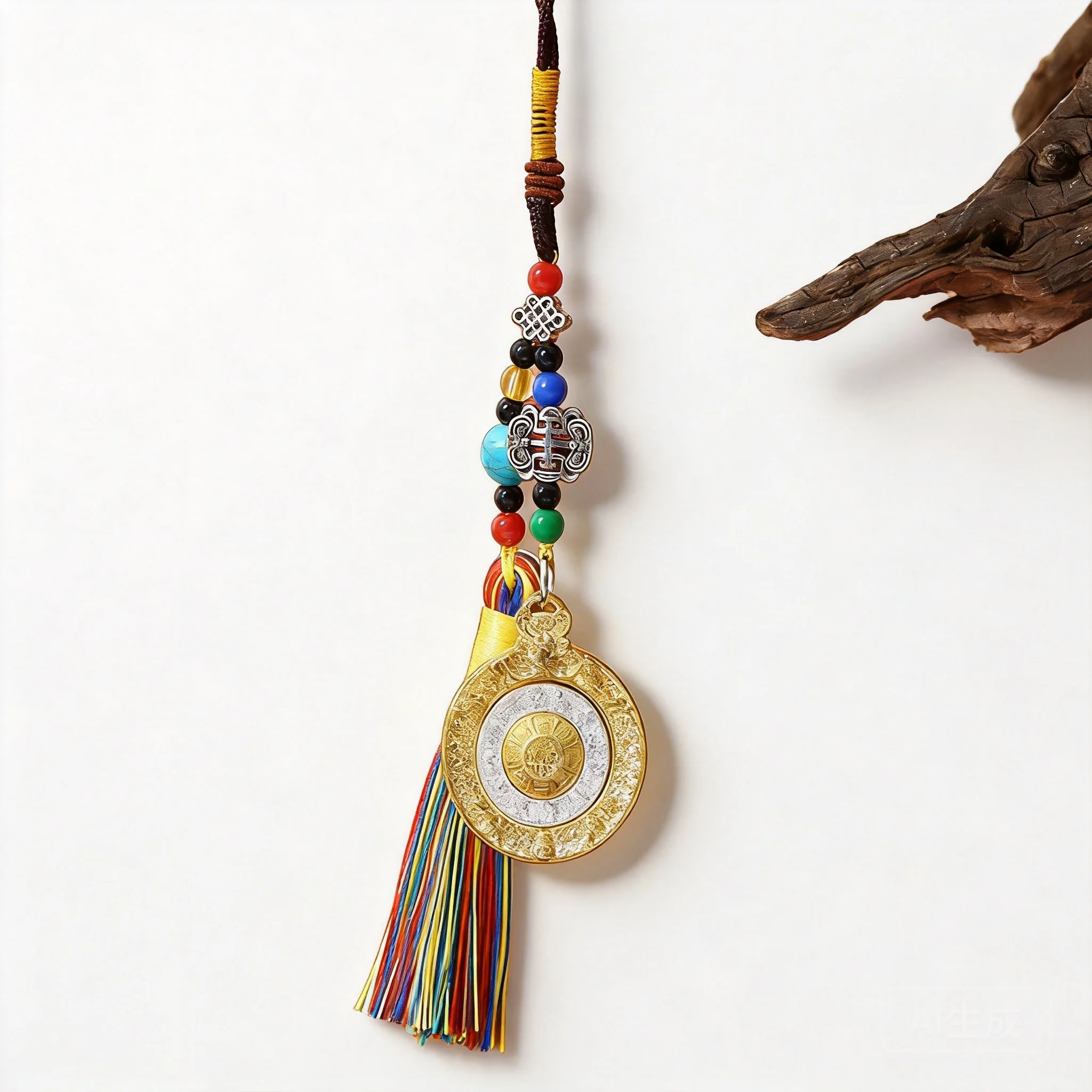 Fengshui Chinese Style Tibetan Rotatable Nine Palaces Bagua Twelve Zodiac Lucky Blessing Wealth Attracting Pendant Necklace Car