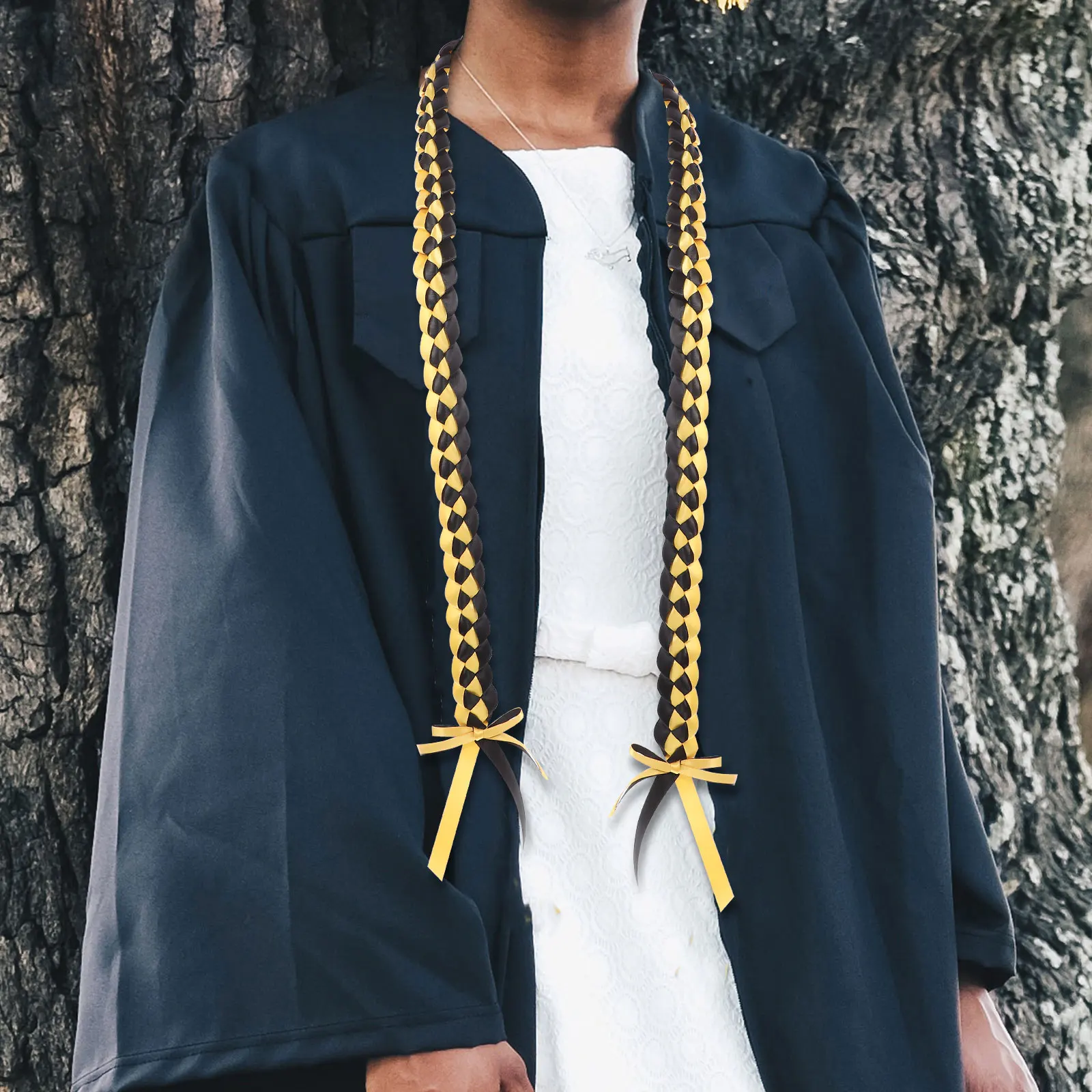 

Hand-woven Wreath Necklace Graduation Stole Honor Cords Ropes Stoles Wedding Black Polyester