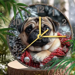 Pug Pet Clock - Decorative Wall and Tabletop Clock for Dog Lovers, 2D HD Textured Printing