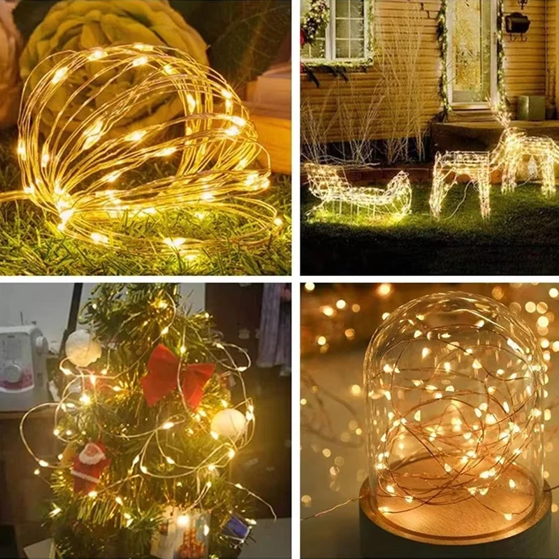 3pcs 3M Copper Wire LED String Lights Battery Powered Fairy LED String Lights for DIY Party Holiday Wedding Christmas Decoration