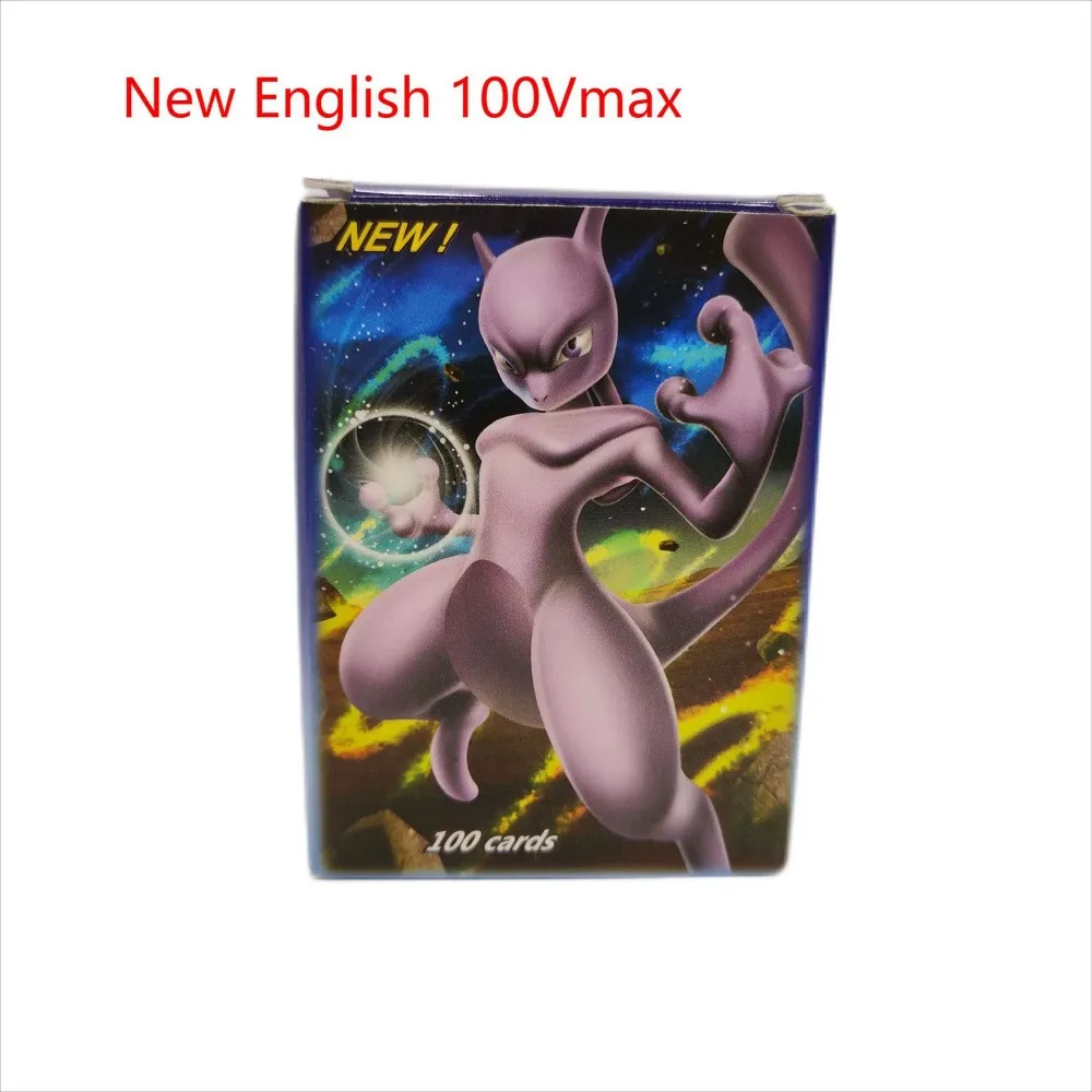 100pcs 2024 New English Pokemon 100EX GX Vstar Vmax Charizard Color Flash Anime Peripheral Game Collection Card Holiday Gift