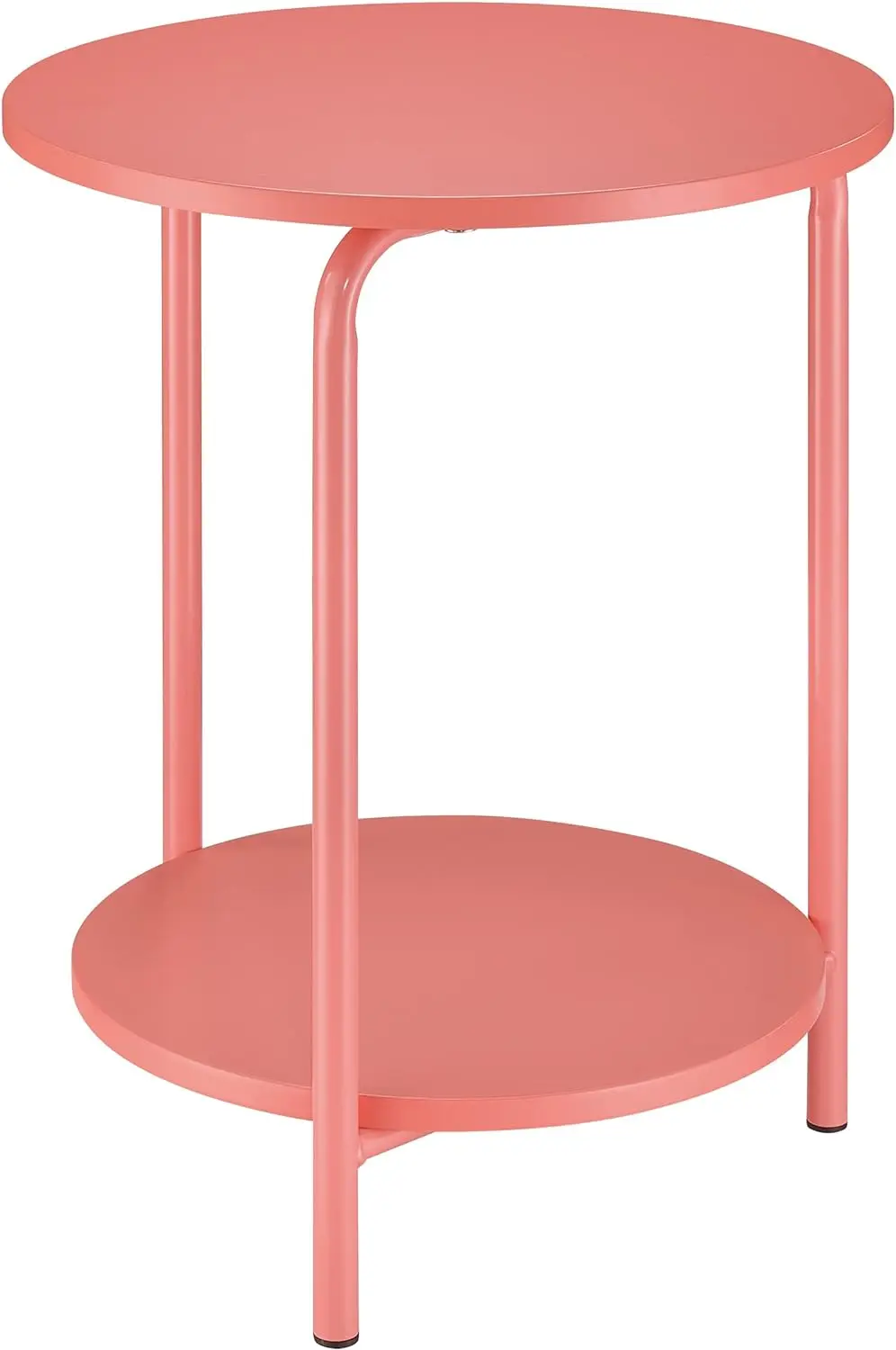 

Home Furnishings Elgin 2-Shelf Round Metal Accent Table, Coral