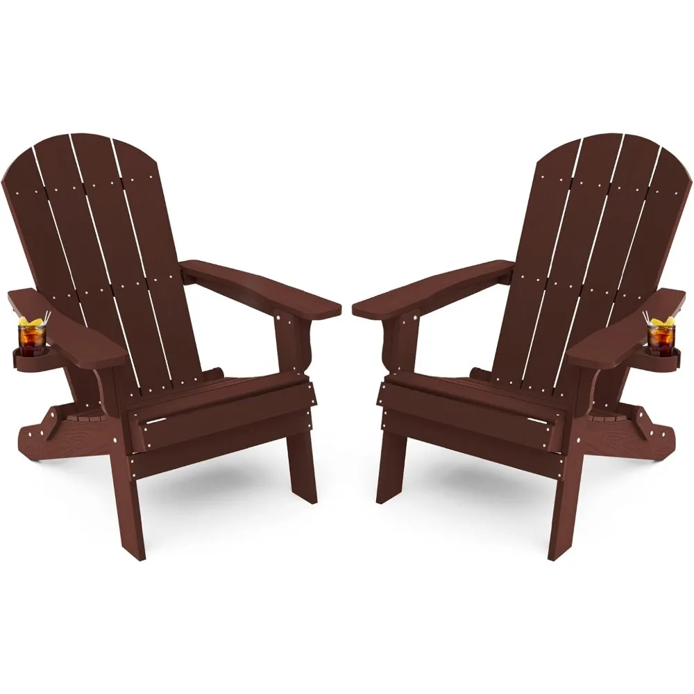 

Набор стульев Adirondack из 2 шт., складной пластиковый стул Adirondack большого размера с подстаканником, стул для газона с устойчивым к атмосферным воздействиям для Ou